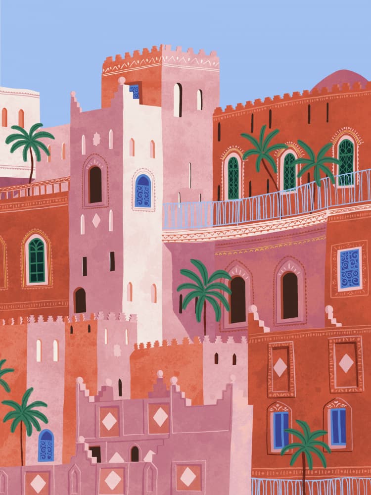 Vibrant Moroccan City by Ceyda Alasar — canvas wall art