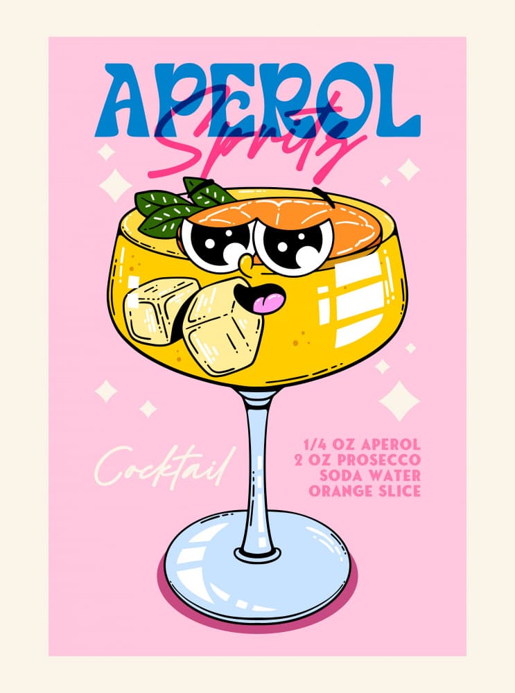 Cute Aperol Spritz by Alina Shulhouskaya — canvas wall art