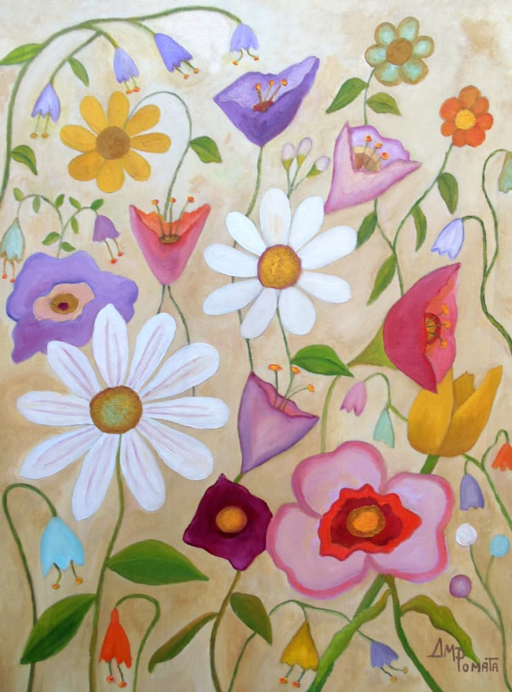 Whimsical Flower Garden by Angeles M. Pomata — canvas wall art