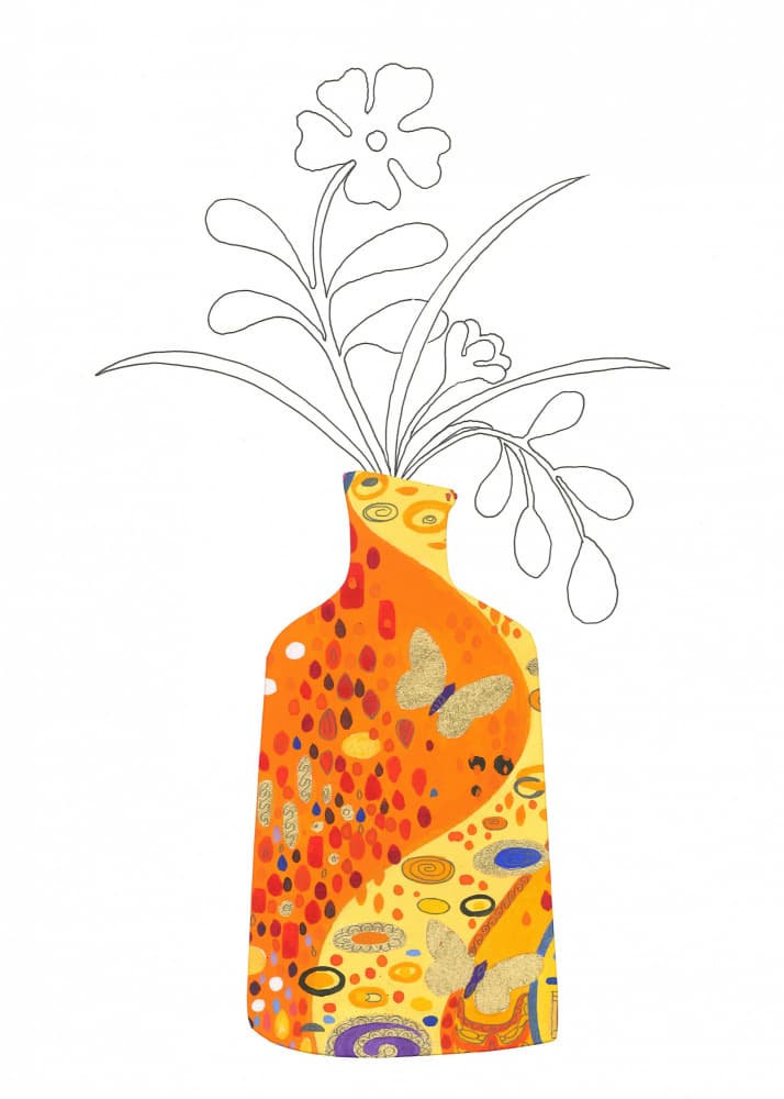 Golden Butterfly Vase by Isabelle Brent — canvas wall art