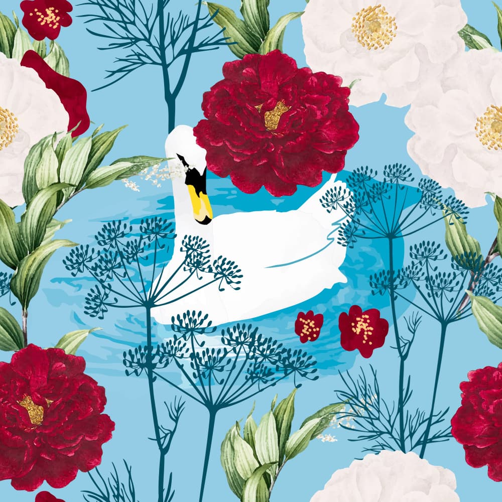 Elegant Swan Lake by Uma Gokhale — canvas wall art