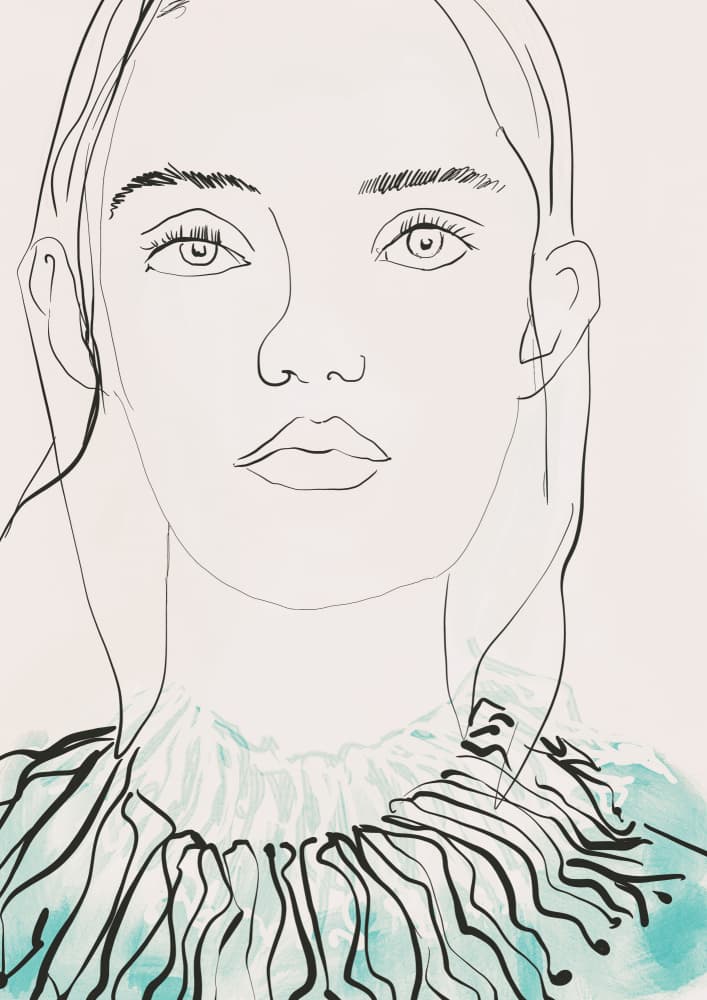 Serene Woman Line Art by Beate Tubach — canvas wall art
