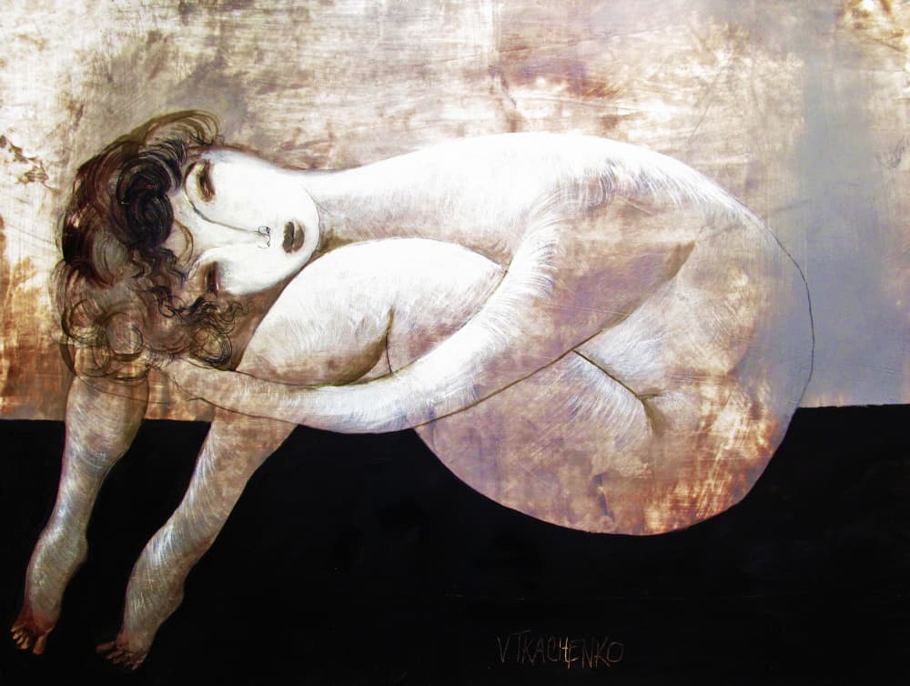 Curled Nude Figure by Victor Tkachenko — canvas wall art