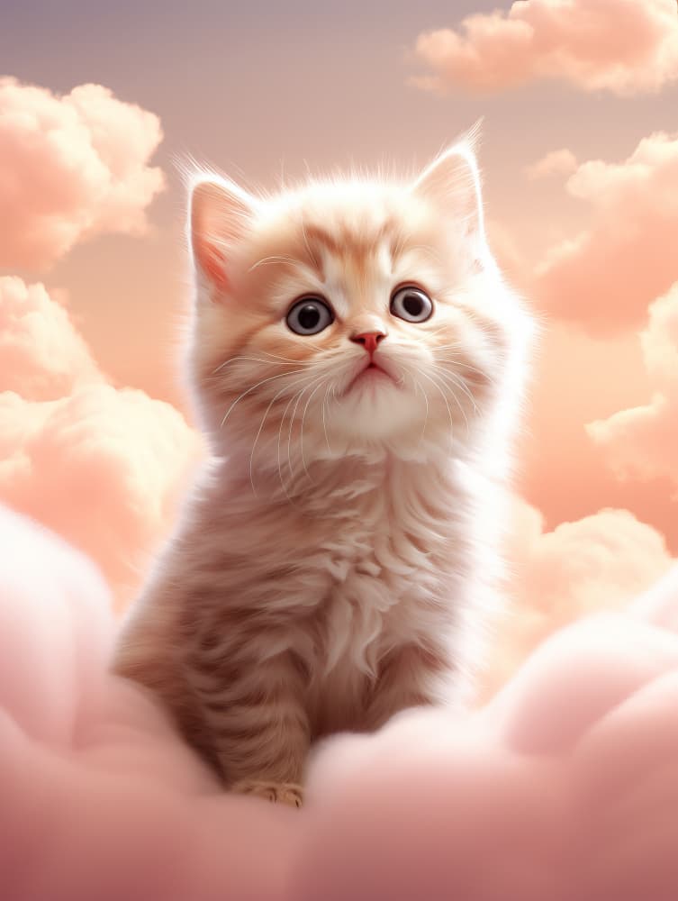 Fluffy Cloud Kitten by Bilge Paksoylu — canvas wall art