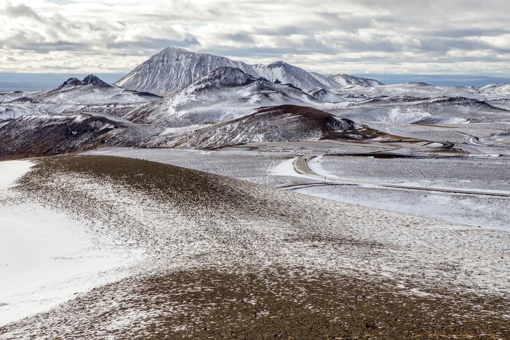 Winding Winter Mountain Road by Mirjam Delrue — canvas wall art