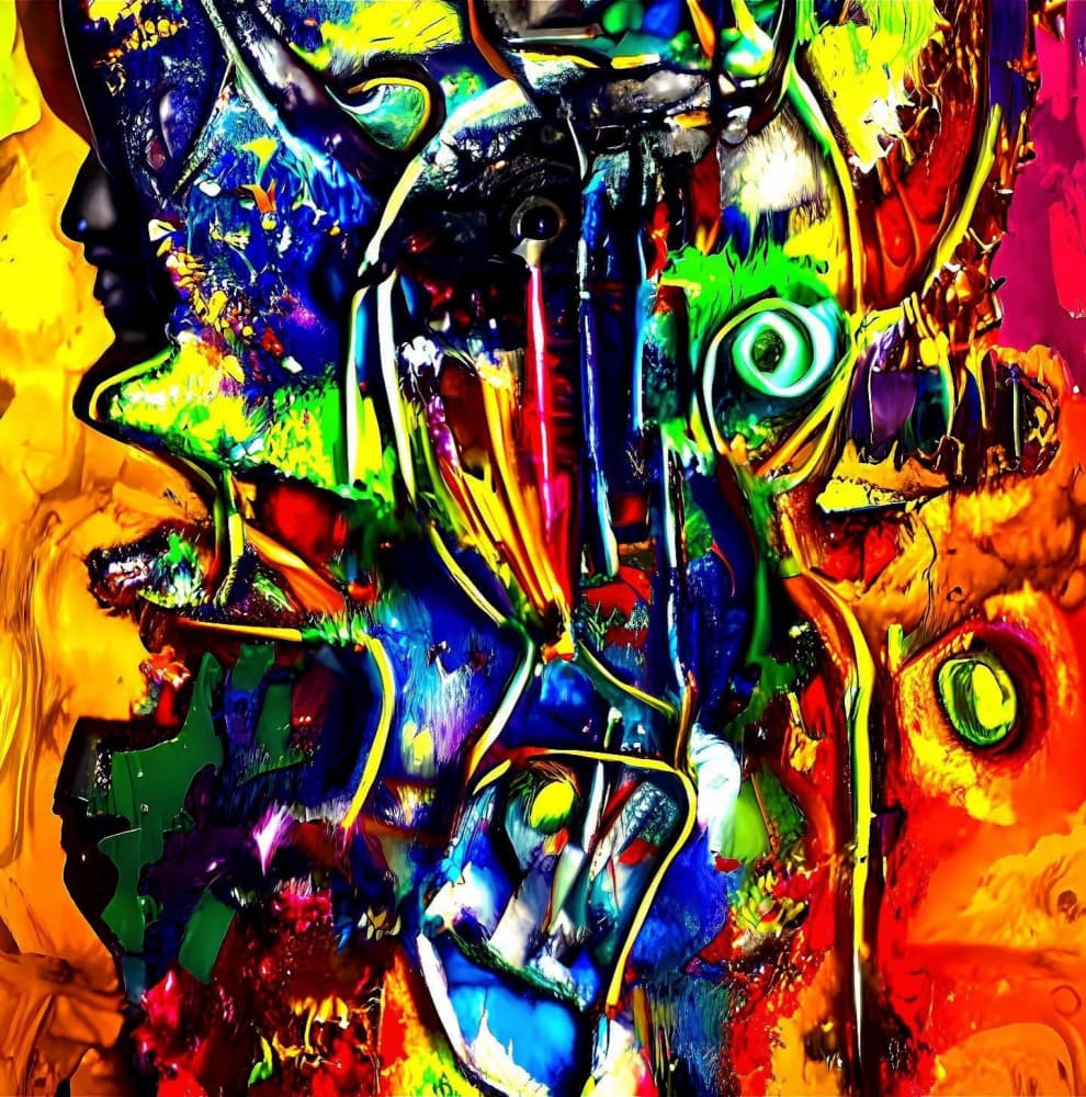 Vibrant Abstract Profile by mnemonixART — canvas wall art