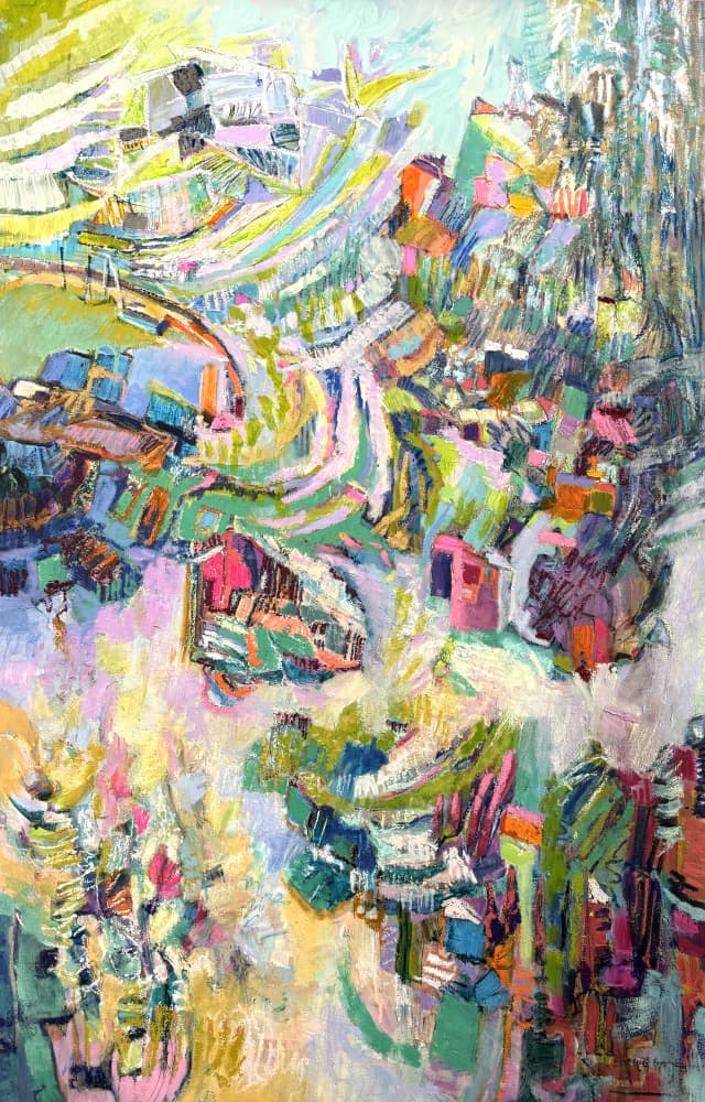 Vibrant Hillside Village by Dorothy Fagan — canvas wall art