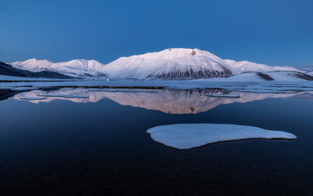 Snowy Mountain Reflection by Sergio Barboni — canvas wall art