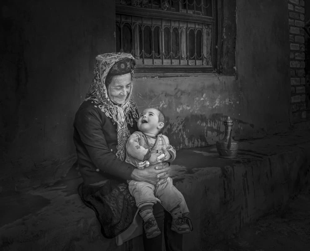 Grandmother Baby Laughter by Anna Zhang — canvas wall art