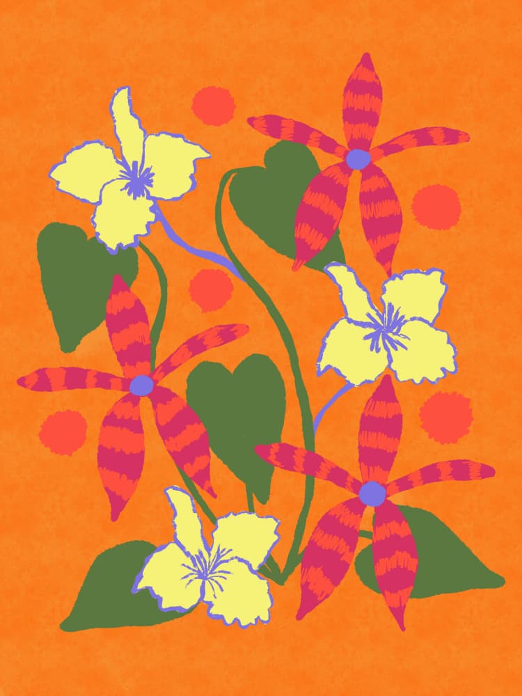 Vibrant Tropical Blooms by Aliya Putrus — canvas wall art