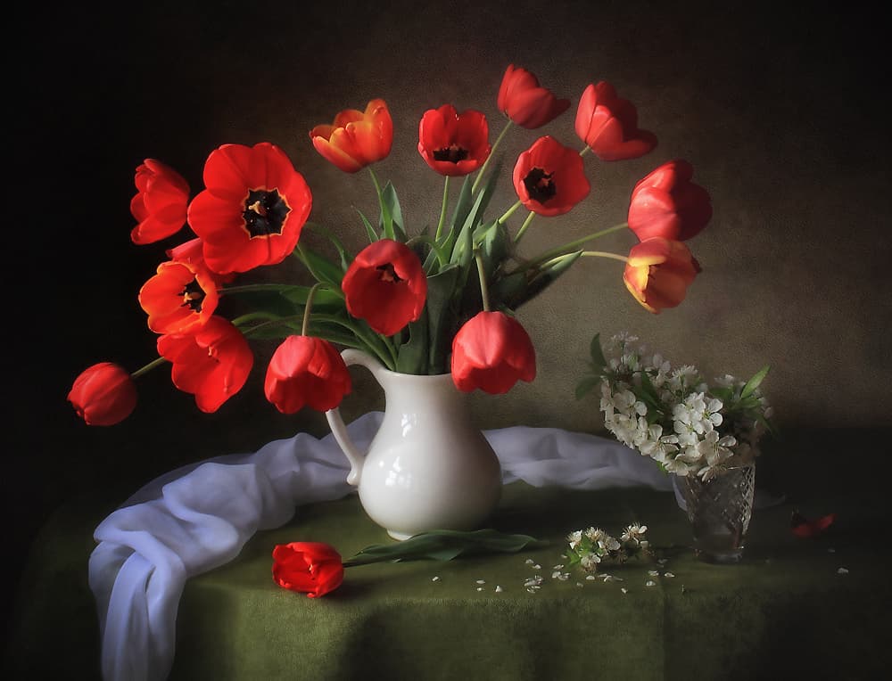 Vibrant Red Tulips by Tatyana Skorokhod — canvas wall art