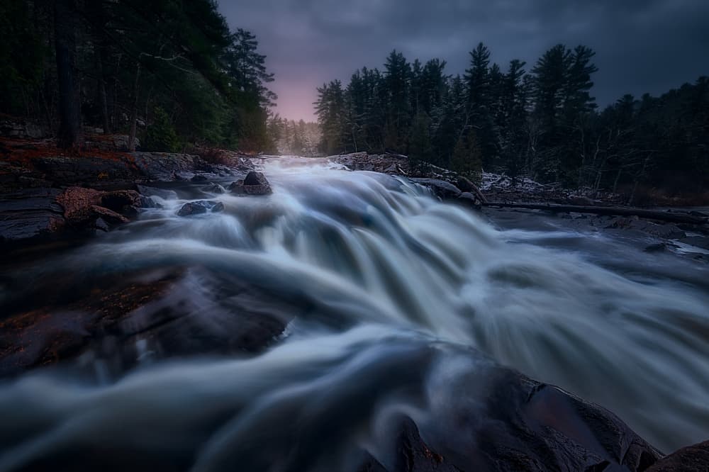 Twilight Forest River Flow by Ben.C.L — canvas wall art