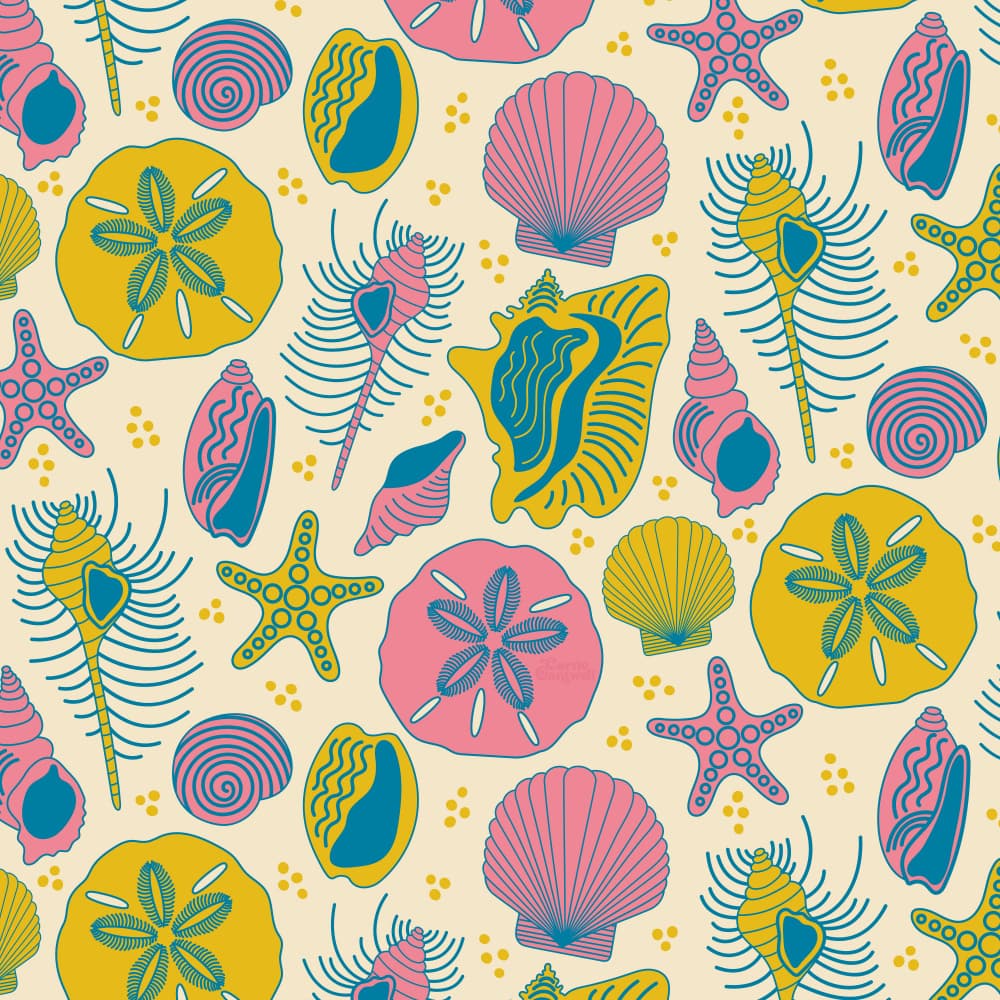 Vibrant Seaside Shells by Carrie Cantwell — canvas wall art