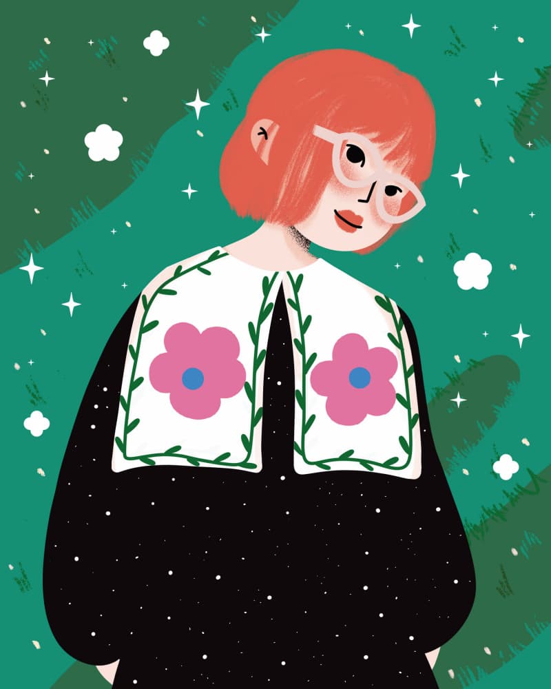 Whimsical Girl Starry Night by Zove Ahhh — canvas wall art