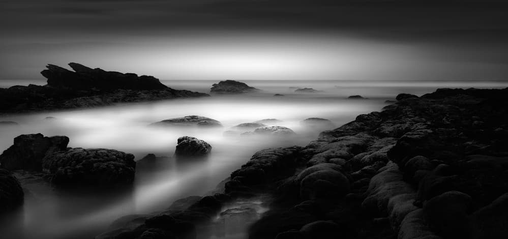 Misty Coastal Rocks by Paulo Abrantes — canvas wall art