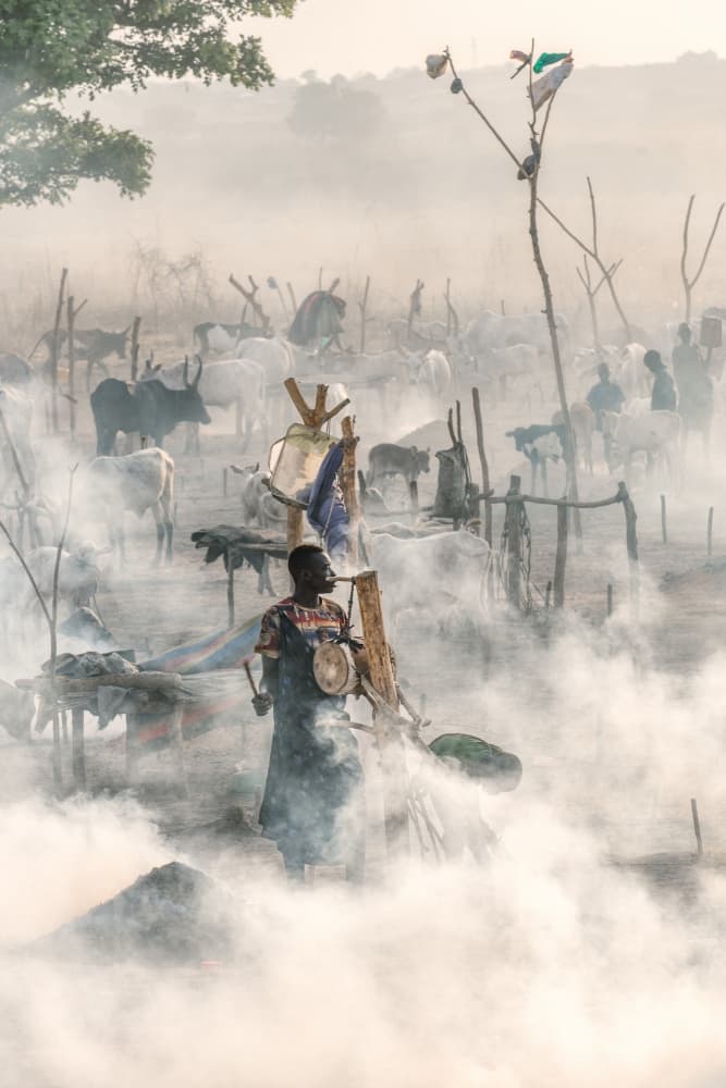 Smoke Filled Cattle Camp by Trevor Cole — canvas wall art