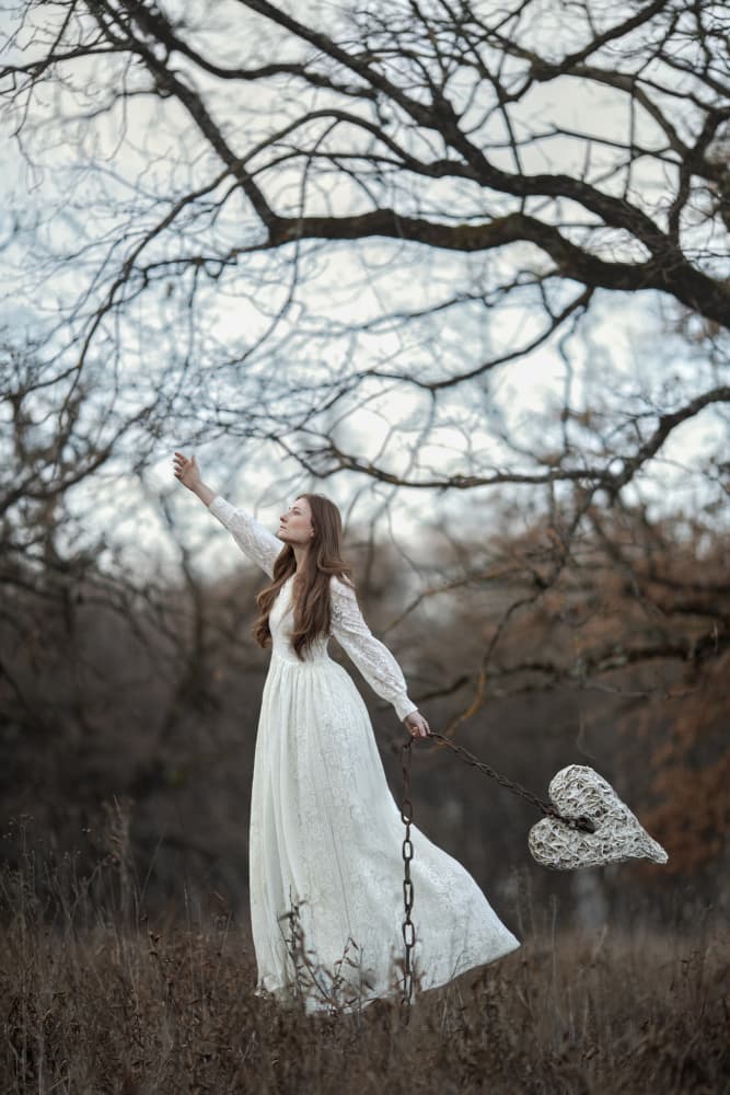 Ethereal Woman Chained Heart by Raluca Arhire — canvas wall art