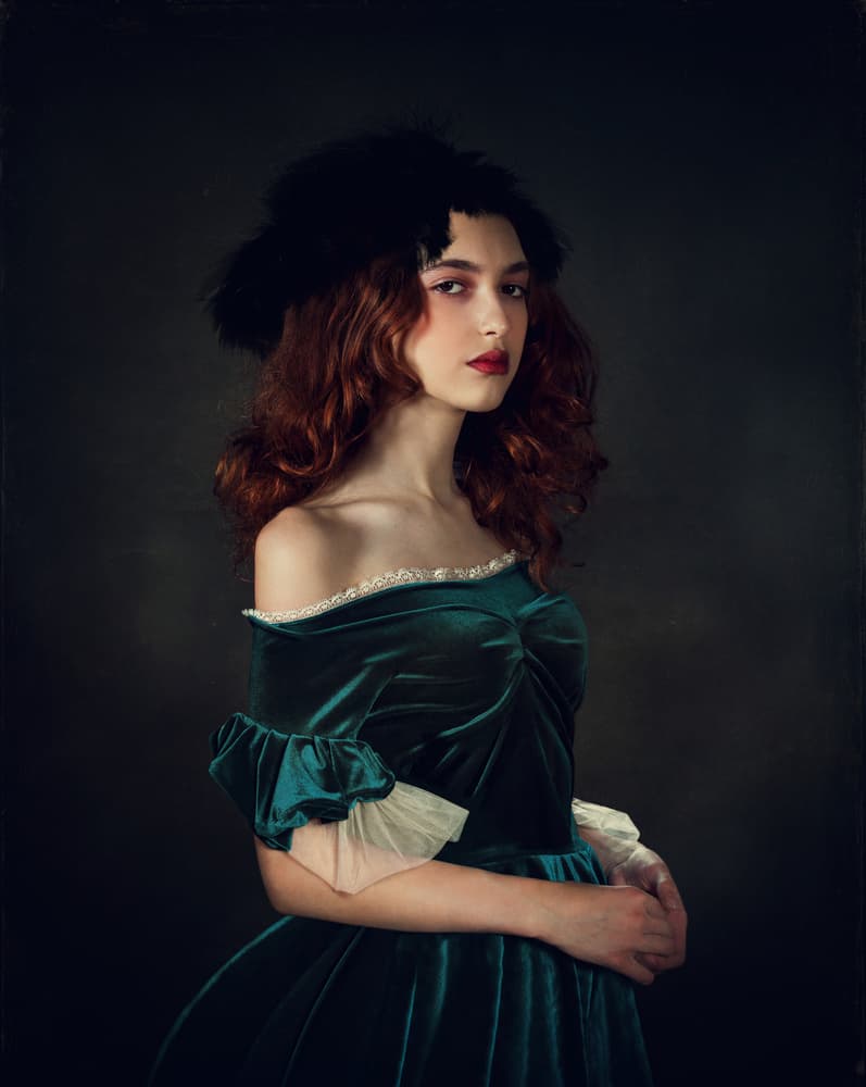 Woman In Green Velvet by Svetlana Melik-Nubarova — canvas wall art