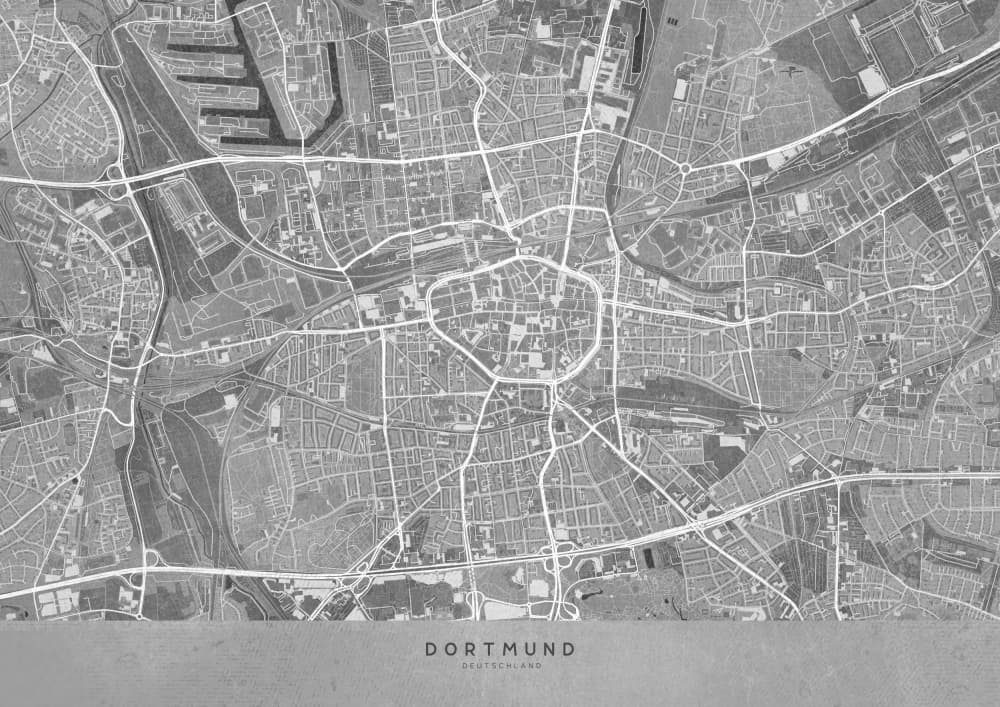 Dortmund City Map by Rosana Laiz Blursbyai — canvas wall art