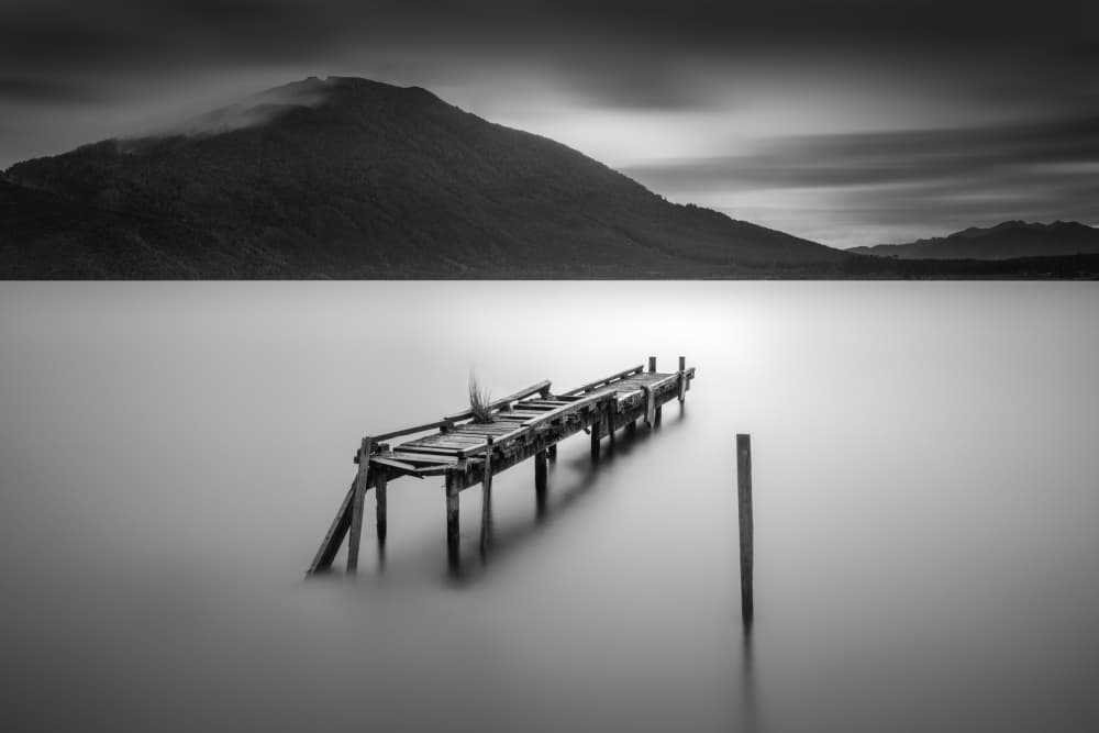Solitary Lake Pier by Jana Luo — canvas wall art
