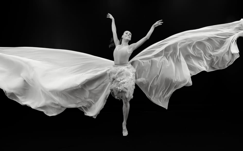 Graceful Dancer Flowing Fabric by Jeff Wang — canvas wall art