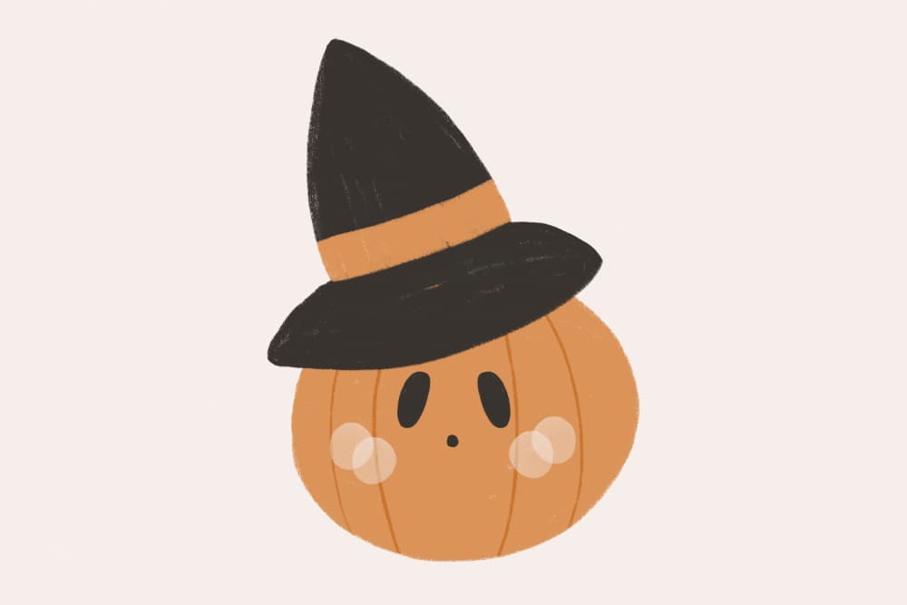 Cute Pumpkin Witch by Menina Lisboa — canvas wall art