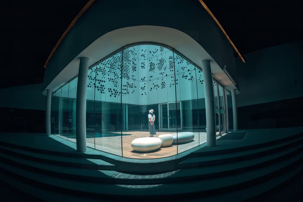 Woman in Curved Glass by MingLun Tsai (蔡明倫) — canvas wall art