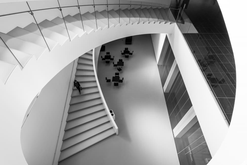 Architectural Staircase Perspective by Michiko Ôtomo — canvas wall art