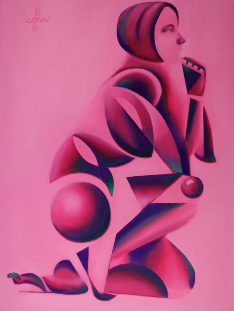 Pensive Geometric Woman by Corné Akkers — canvas wall art