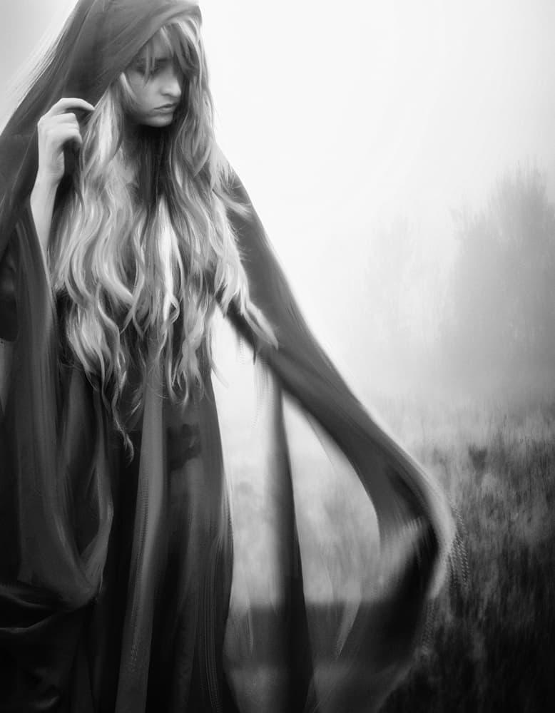 Mysterious Hooded Woman by Charlaine Gerber — canvas wall art