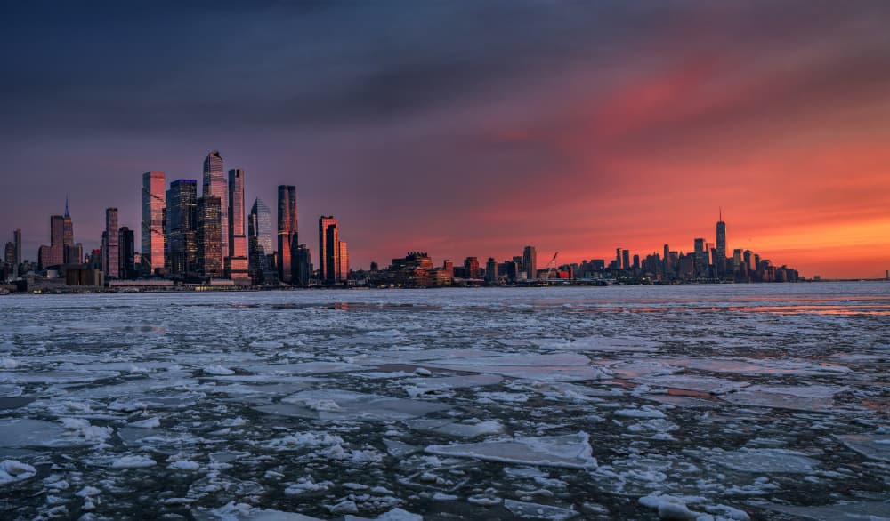 Manhattan Frozen Sunset by Wei (David) Dai — canvas wall art