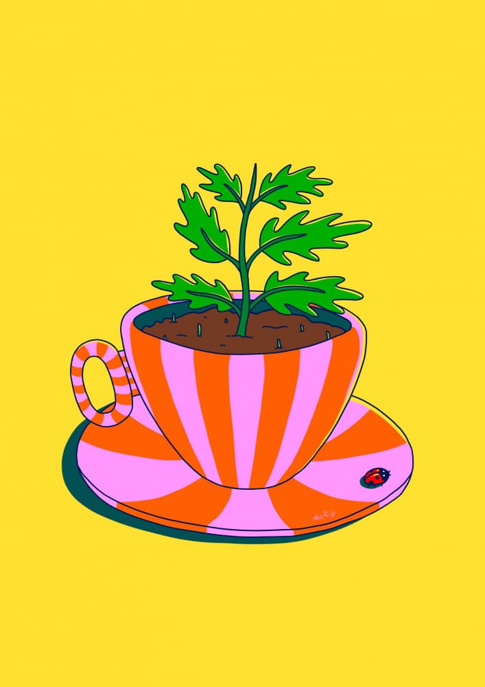 Whimsical Plant Teacup by Nanna Paavig — canvas wall art