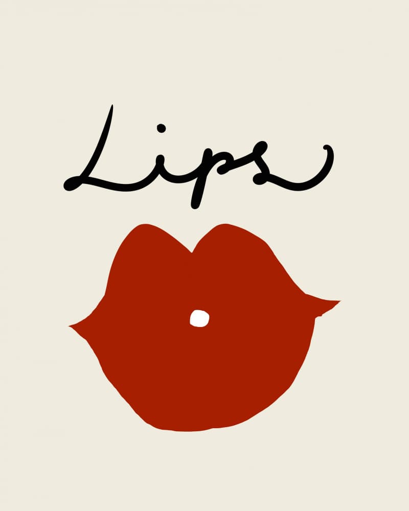 Red Lips Script by Josie George — canvas wall art