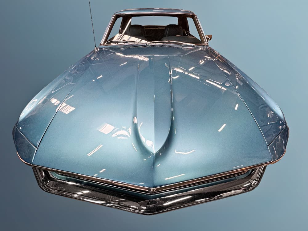 Sleek Blue Classic Car by Roland Weber — canvas wall art