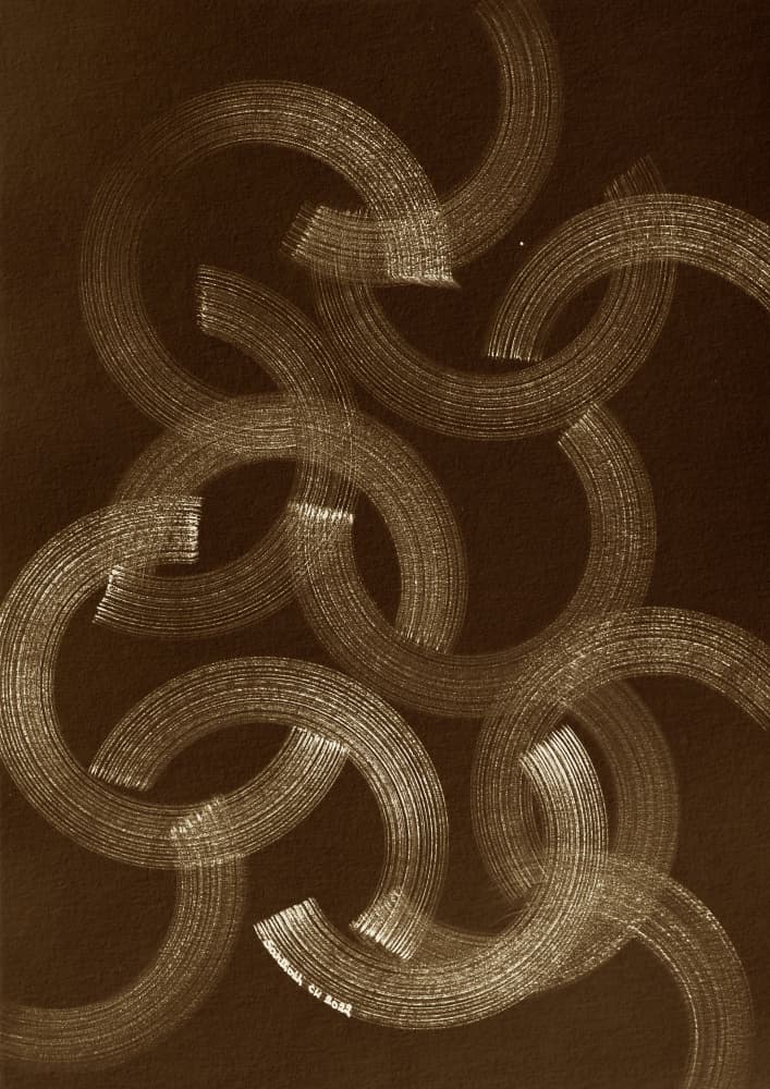 Golden Interlocking Curves by Santhosh ch — canvas wall art
