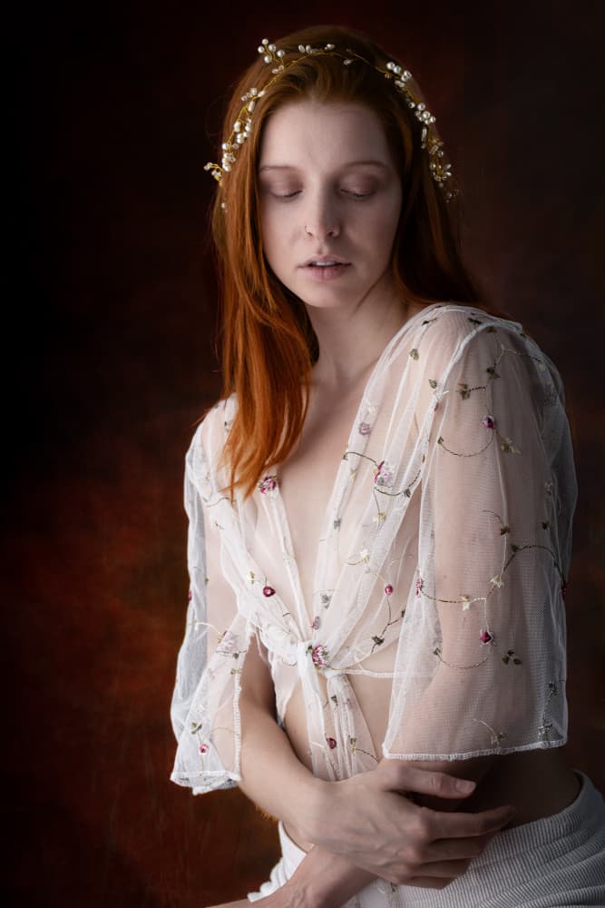 Dreamy Redhead in Floral by Jan Slotboom — canvas wall art