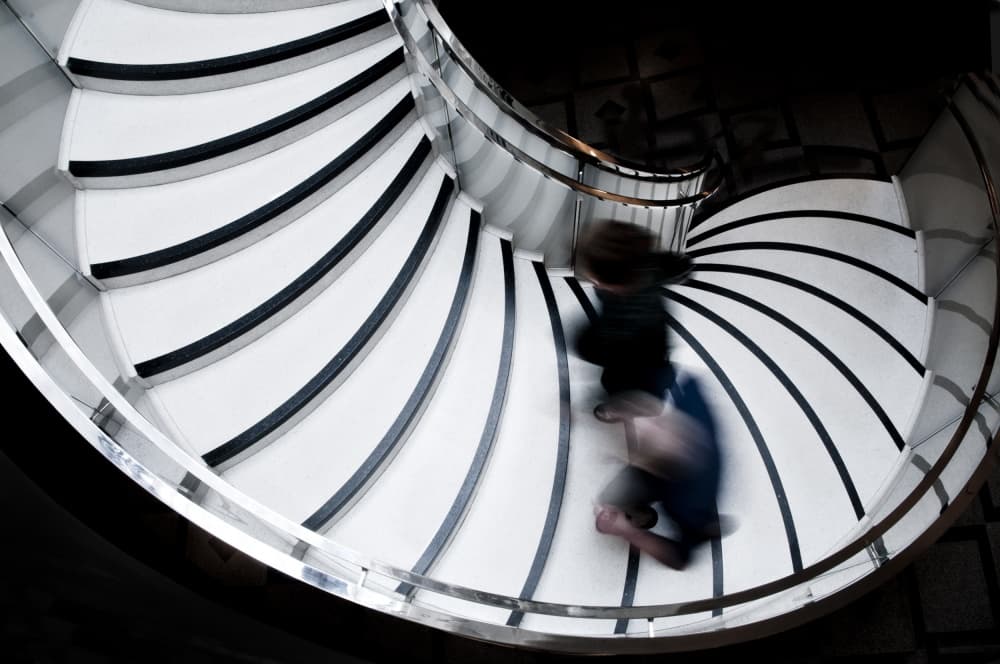 Motion on Spiral Stairs by Linda Wride — canvas wall art