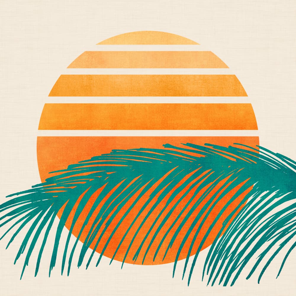 Retro Tropical Sunset 2 by Kristian Gallagher — canvas wall art