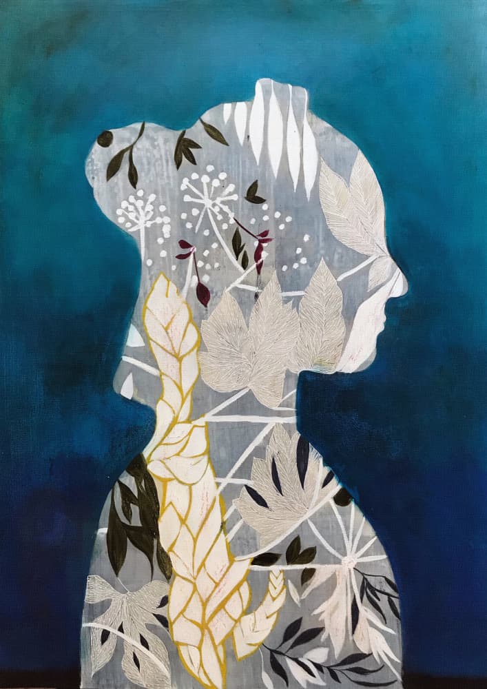 Botanical Woman Profile by Karenina Fabrizzi — canvas wall art
