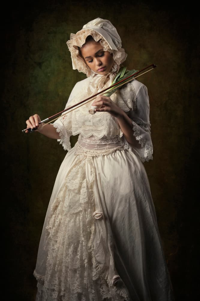 Vintage Violin Player by Carola Kayen-Mouthaan — canvas wall art