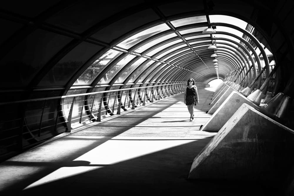 Woman in Urban Tunnel by Jorge Pimenta — canvas wall art