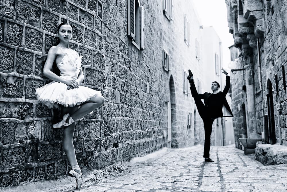 Ballet Dancers Old City by Amnon Eichelberg — canvas wall art