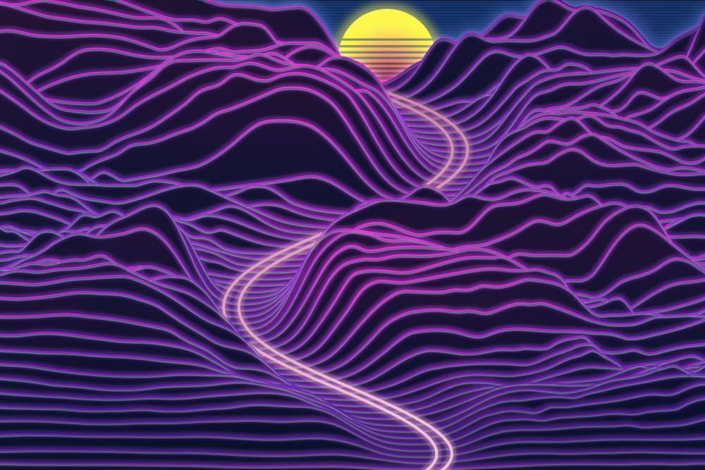Synthwave Sunset Drive by amini54 — canvas wall art