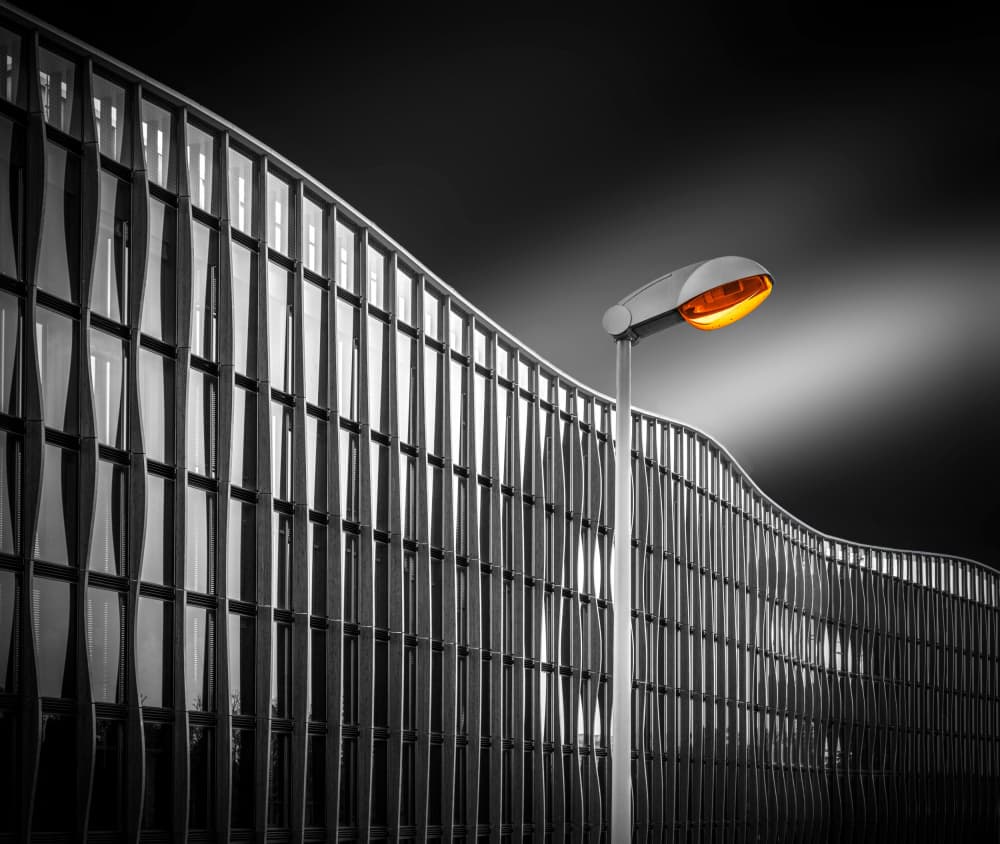 Sleek Orange Streetlight by Roland M Schwerdtfeger — canvas wall art