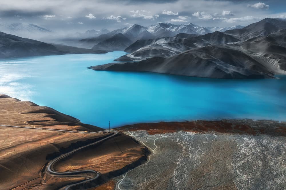 Dramatic Blue Mountain Lake by UU — canvas wall art