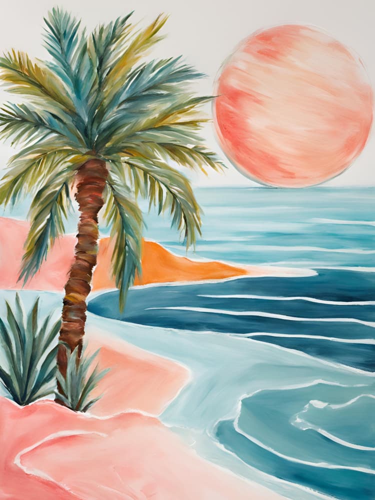 Tropical Beach Sunset by Ohkimiko — canvas wall art