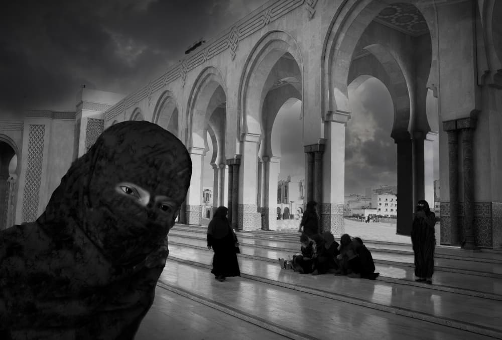 Mysterious Veiled Woman Mosque by Clas Gustafson PRO — canvas wall art