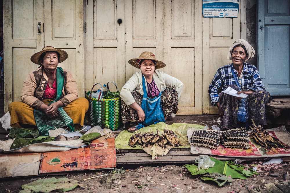 Three Market Vendors by Marco Tagliarino — canvas wall art