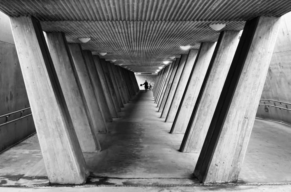 Linear Concrete Tunnel by Renate Reichert — canvas wall art