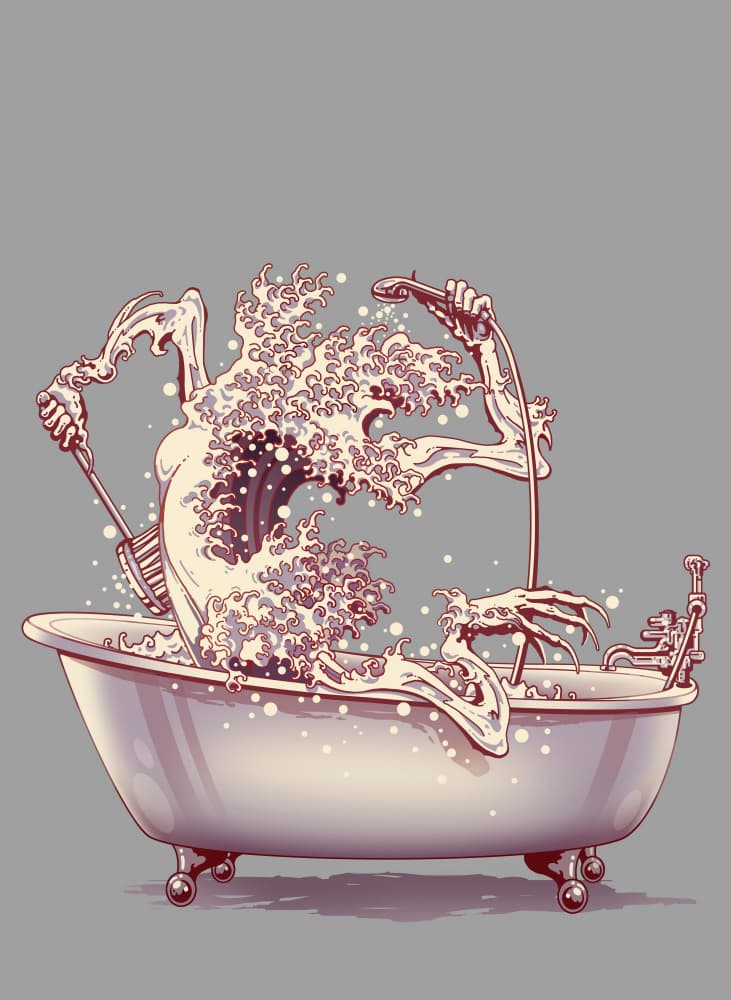 Whimsical Wave Bathtime by Adam Lawless — canvas wall art